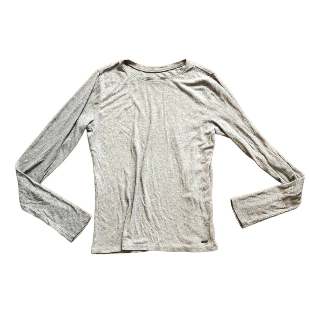 Hollister Grey Ribbed Slim Crew Neck Tee Size Small